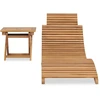 Image de vidaXL Bain de soleil pliable avec table en teck massif