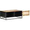 Image de vidaXL Table basse 90x50x35 cm Bois de manguier brut et tressage viennois