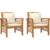 Image de vidaXL Fauteuil de jardin avec coussins blanc crème 2 pcs. Bois massif acacia