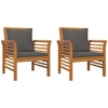 Image de vidaXL Fauteuil de jardin avec coussins gris foncé 2 pcs. Bois massif acacia