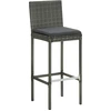 Image de vidaXL Tabouret de bar de jardin avec coussins 2 pcs. Gris Poly Rattan