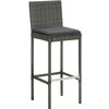 Image de vidaXL Tabouret de bar de jardin avec coussins 4 pcs. Gris Poly rotin