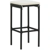 Image de vidaXL Tabouret de bar avec coussin 3 pcs. noir poly rotin