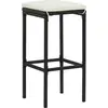 Image de vidaXL Tabouret de bar avec coussins 4 pcs. noir poly rotin