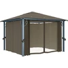 Image de vidaXL Pavillon avec rideau 300x300 cm Taupe Aluminium