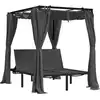 Image de vidaXL Bain de soleil double avec rideaux et baldaquin Anthracite