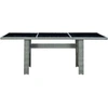 Image de vidaXL Table de jardin gris clair Poly rotin et verre trempé