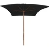 Image de vidaXL Parasol avec mât en bois 200x300 cm noir