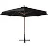 Image de vidaXL Parapluie avec mât noir 3,5x2,9 m bois massif sapin