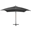 Image de vidaXL Parapluie avec mât Anthracite 3x3 m Sapin massif