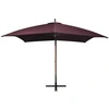 Image de vidaXL Parapluie avec mât rouge bordeaux 3x3 m bois de sapin massif