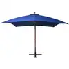 Image de vidaXL Parapluie avec mât bleu azur 3x3 m bois de sapin massif