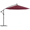 Image de vidaXL Parapluie avec éclairage LED et mât en acier bordeaux
