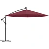 Image de vidaXL Parapluie avec éclairage LED Mât en acier rouge bordeaux 350 cm
