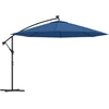 Image de vidaXL Parapluie avec éclairage LED Mât en acier bleu azur 350 cm