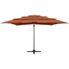 Image de vidaXL Parasol avec mât en aluminium 4 couches Terracota 250x250 cm