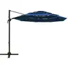 Image de vidaXL Parasol avec mât en aluminium 4 couches bleu azur 3x3 m