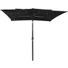 Image de vidaXL Parasol avec mât en aluminium 3 couches noir 2,5x2,5 m