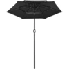 Image de vidaXL Parasol avec mât en aluminium 3 couches noir 2 m