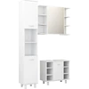 Image de vidaXL Ensemble de meubles de salle de bain 3 pièces blanc en bois composite