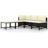 Image de vidaXL Ensemble de salon de jardin 5 pièces avec coussins Noir Poly Rattan