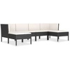 Image de vidaXL Ensemble de salon de jardin 6 pièces avec coussins Poly rotin noir