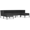 Image de vidaXL Ensemble de salon de jardin 6 pièces avec coussins Poly rotin noir