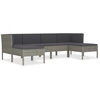 Image de vidaXL Ensemble de salon de jardin 6 pièces avec coussins Poly Rattan Gris