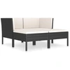 Image de vidaXL Ensemble salon de jardin 4 pièces avec coussins Poly rotin noir