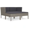 Image de vidaXL Ensemble salon de jardin 4 pièces avec coussins Poly rotin gris