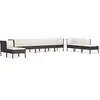 Image de vidaXL Ensemble salon de jardin 10 pièces avec coussins Poly rotin noir