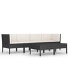 Image de vidaXL Ensemble de salon de jardin 6 pièces avec coussins Poly rotin noir