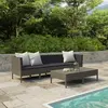 Image de vidaXL Ensemble de salon de jardin 6 pièces avec coussins Poly Rattan Gris