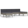 Image de vidaXL Ensemble de salon de jardin 6 pièces avec coussins Poly Rattan Gris