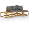 Image de vidaXL Ensemble de salon de jardin 4 pièces avec coussins en bois massif d'acacia