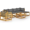 Image de vidaXL Ensemble de salon de jardin 7 pièces avec revêtement en bois massif d'acacia