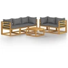 Image de vidaXL Ensemble de salon de jardin 6 pièces avec coussins en bois massif d'acacia