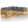 Image de vidaXL Ensemble de salon de jardin 7 pièces avec coussins en bois massif d'acacia