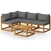 Image de vidaXL Ensemble de salon de jardin 5 pièces avec coussins en bois massif d'acacia