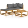 Image de vidaXL Ensemble de salon de jardin 4 pièces avec coussins en bois massif d'acacia