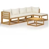 Image de vidaXL Ensemble de salon de jardin 6 pièces avec coussins Crème Bois massif Acacia