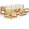 Image de vidaXL Ensemble de salon de jardin 7 pièces avec coussins Crème Bois massif Acacia