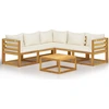 Image de vidaXL Ensemble de salon de jardin 6 pièces avec coussins Crème Bois massif Acacia