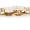 Image de vidaXL Ensemble de jardin lounge 8 pièces avec coussins Crème Bois massif Acacia