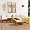 Image de vidaXL Ensemble salon de jardin 11 pièces avec coussins Crème Bois massif Acacia