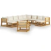 Image de vidaXL Ensemble salon de jardin 12 pièces avec coussins Crème Bois massif Acacia