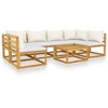 Image de vidaXL Ensemble de salon de jardin 7 pièces avec coussins Crème Bois massif Acacia