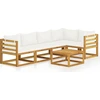 Image de vidaXL Ensemble de salon de jardin 6 pièces avec coussins Crème Bois massif Acacia