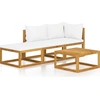 Image de vidaXL Ensemble de salon de jardin 4 pièces avec coussins Crème Bois massif Acacia