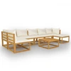 Image de vidaXL Ensemble de jardin lounge 8 pièces avec coussins Crème Bois massif Acacia